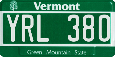 VT license plate YRL380