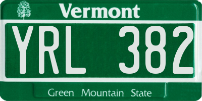 VT license plate YRL382