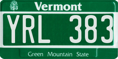 VT license plate YRL383