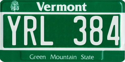 VT license plate YRL384