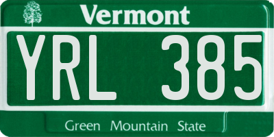 VT license plate YRL385