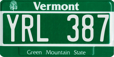 VT license plate YRL387