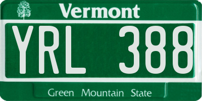 VT license plate YRL388