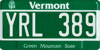 VT license plate YRL389