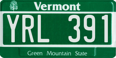 VT license plate YRL391