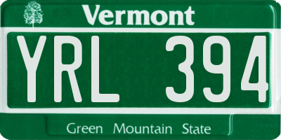 VT license plate YRL394