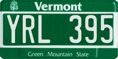 VT license plate YRL395