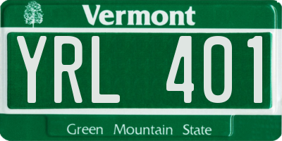 VT license plate YRL401