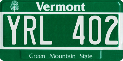 VT license plate YRL402