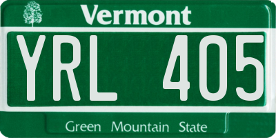 VT license plate YRL405