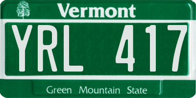 VT license plate YRL417