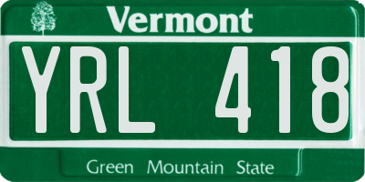VT license plate YRL418