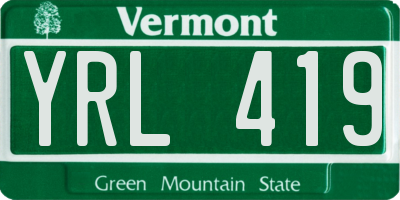 VT license plate YRL419