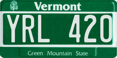VT license plate YRL420