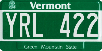 VT license plate YRL422