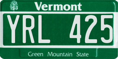 VT license plate YRL425