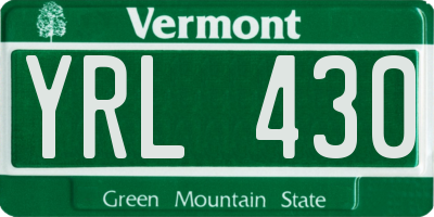 VT license plate YRL430