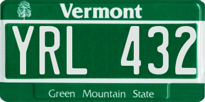 VT license plate YRL432