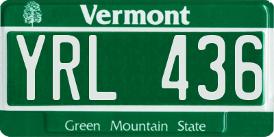 VT license plate YRL436