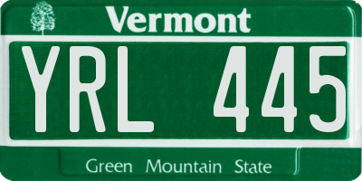 VT license plate YRL445
