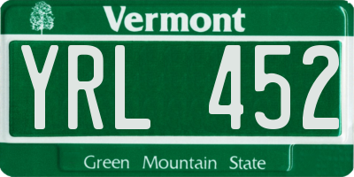 VT license plate YRL452