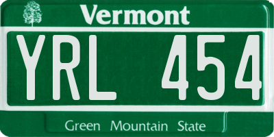 VT license plate YRL454
