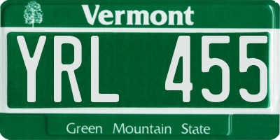 VT license plate YRL455