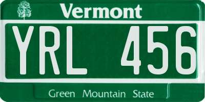 VT license plate YRL456