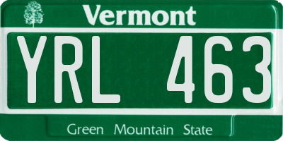 VT license plate YRL463