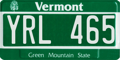 VT license plate YRL465