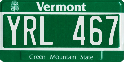 VT license plate YRL467