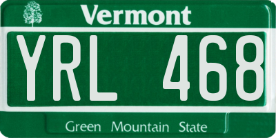 VT license plate YRL468