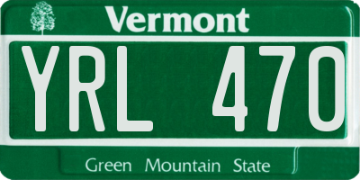 VT license plate YRL470