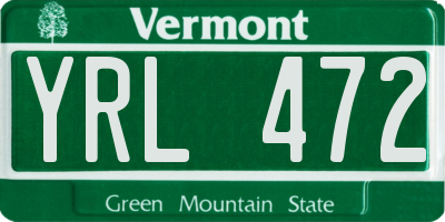 VT license plate YRL472