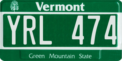 VT license plate YRL474