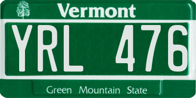 VT license plate YRL476