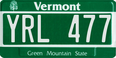 VT license plate YRL477