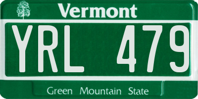 VT license plate YRL479