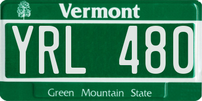 VT license plate YRL480
