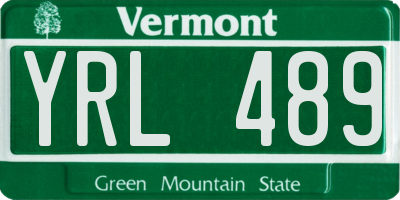 VT license plate YRL489