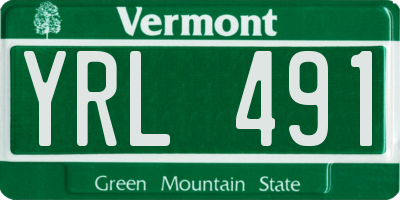 VT license plate YRL491