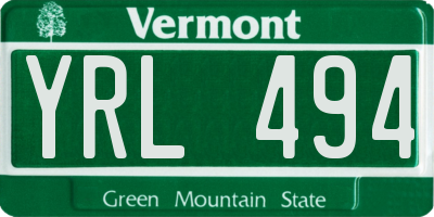 VT license plate YRL494