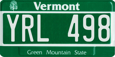 VT license plate YRL498