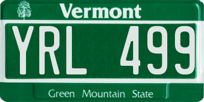 VT license plate YRL499
