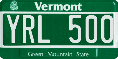 VT license plate YRL500