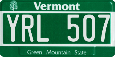 VT license plate YRL507