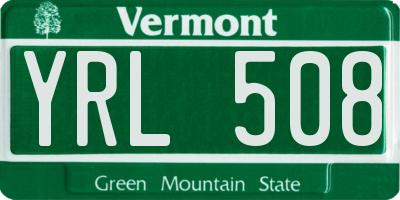 VT license plate YRL508