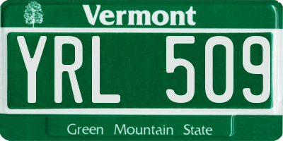 VT license plate YRL509