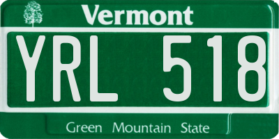 VT license plate YRL518