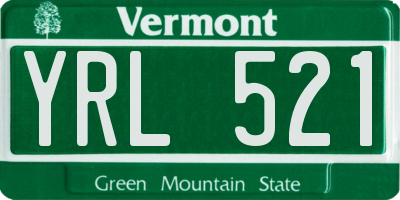 VT license plate YRL521